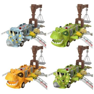 Construction Truck Toys Scary Dinosaur Car with Lights Safe Construction Truck Track Playset Collectible Truck Toy for Kids Boys benefit