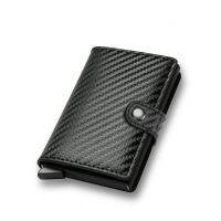 【CW】✧✓  Carbon Credit Card Holder Wallet Men Rfid Metal Thin Pop Up Minimalist Small Purse Vallet