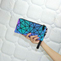 Luminous Color-Changing Colorful Reflective Bag Womens Bag Geometric Diamond Lattice Clutch Thin Clutch Portable Phone Bag