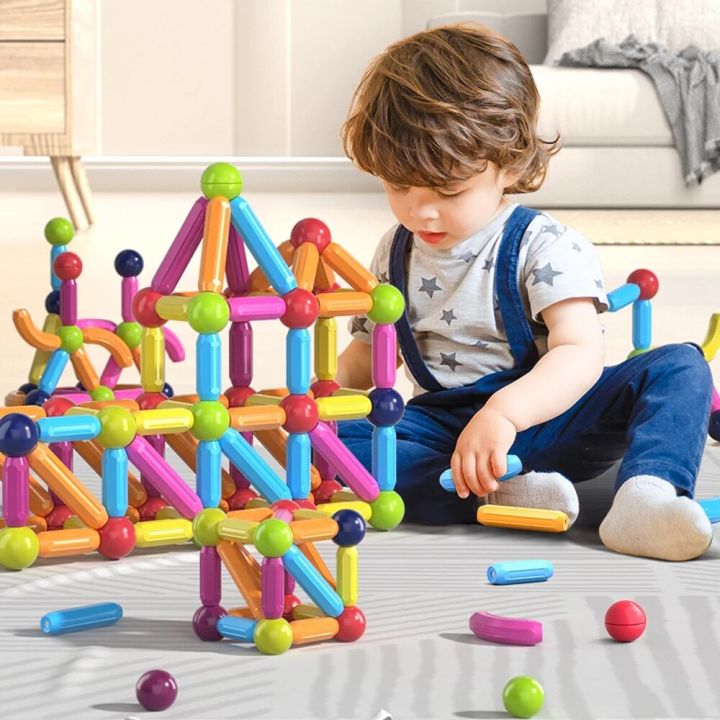 364264ชิ้นเมจิกแม่เหล็กอาคารบล็อกของเล่นแม่เหล็กชุดแม่เหล็กบอล-s-ticks-ก้านเกม-montessori-ของเล่นเพื่อการศึกษาสำหรับเด็ก