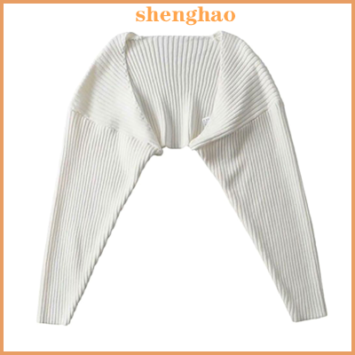 shenghao เสื้อสเวตเตอร์ถักแบบสวมหัวแขนโคมไฟเต็มตัวสำหรับผู้หญิงเสื้อครอป