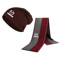 Winter Beanie Hat Mazda Car Logo Men Hat Scarf Solid Color Warm Cotton Scarf Hat Set Male Female Sports Hat Scarf Set 2 Pcs