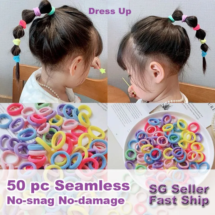 SG | Seamless] 50pc Candy Color  Hair Band Hair Ties For Kids 3-8  Years Old, No-snag No-damage Hair Rubber Band, High Elasticity Cute Baby  Kid Headdress Hair Ring | Lazada Singapore