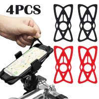 【CW】 4Pcs Motorcycle Silicone Cell Holder Band Mount Handlebar Elastic Tether X Web Security