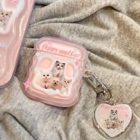 For Airpods 1 2 Pro 2 Earphone Case Creative Cute Pink Kitten Puppy Newspaper Wave Frame Pendant Anti-fall Shell For Airpods 3 Wireless Earbud Cases