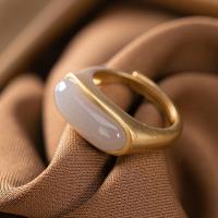 Natural Hotan Purple Jade long oval opening adjustable ring Chinese retro Bohemian elegant womens silver jewelry