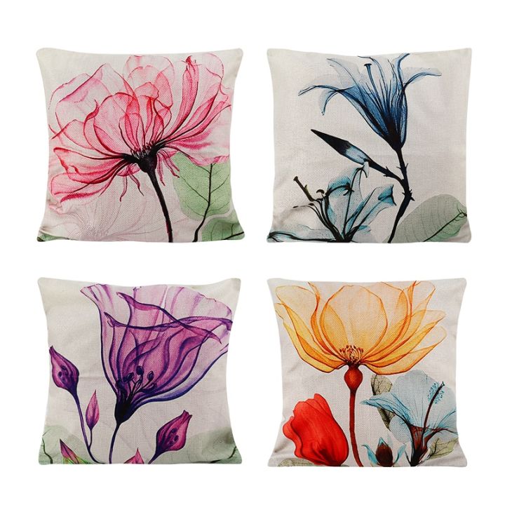 Decorative Floral Flower Pillow Covers 18 x 18, Farmhouse Throw ...
