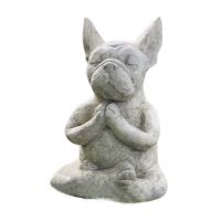 French Bulldog Sculpture Wall Decoration,Lovely Carved Sitting Resin Garden Statue,Art Figurines Decor Ornaments for Patio Yard