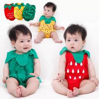 Newborn Infant Baby Girls Boys Ruffled Fruit Print Romper Sunsuit Bodysuit