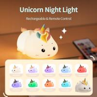 Rechargeable USB Night Lamp Battery Powered Night Light Led Lights For Room Unicorn Decoration Bedroom Remote Child Nightlight