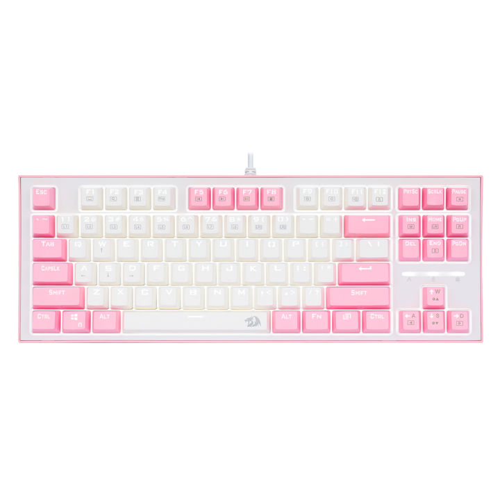 redragon-bes-k611-usb-pink-white-mechanical-gaming-keyboard-blue-switch-led-backlit-87-keys-computer-pc-gamer