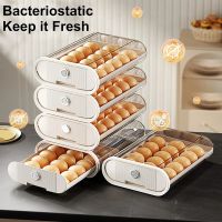 Egg Storage Box Refrigerator Egg Storage Organizer Egg Drawer Stackable Storage Bins Clear Plastic Egg Holder Kitchen Organizer