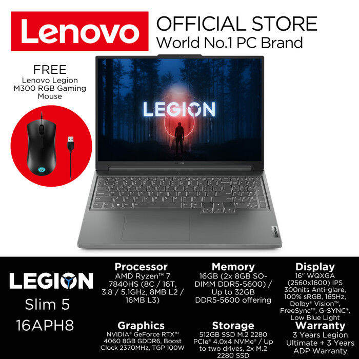 Lenovo Legion Slim Aph Wqxga Srgb Ryzen Gb Gb Rtx Y Id Lazada