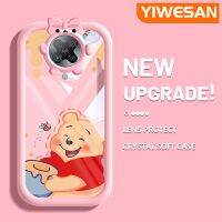 YIWESAN เคสสำหรับ Xiaomi Poco F2 Pro Redmi K30 Pro เคสซูมการ์ตูนช้อนส้อมมีดหมีพูห์วินนี่เคสโทรศัพท์แบบใสซิลิโคนนิ่มสีสันสดใสน่ารักเลนส์กล้องถ่ายรูปมอนสเตอร์ตัวน้อยโปร่งใสปิดคลุมป้องกันการกระแทก