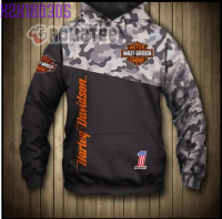 Army Camo Harley-Davidson Motorcycles Club Hoodie 3D All Over Print