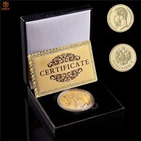 1901 Russian Tsar Nicholas II Emperor Gold Plated Figure Replica Commemorative Coin Collection W/Luxury Box Protection