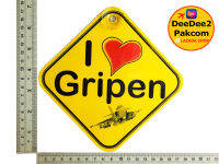 แผ่นห้อย ติดกระจก I LOVE GRIPEN สีสวย  สีทนทาน เพื่อ ใช้ สะสม ของฝาก  / DeeDee2Pakcom