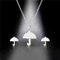 European And American Popular Umbrella Necklace Personality Stainless Steel Necklace Earring Set Decoration