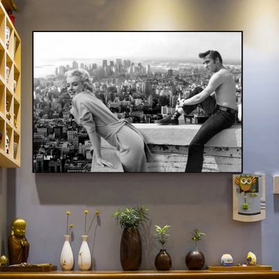 โปสเตอร์ Marilyn Monroe Elvis Presley ไอคอนอเมริกันศิลปะบนผนังผ้าใบวาดภาพห้องนอนห้องนั่งเล่นตกแต่งบ้าน (ไร้กรอบ) Heyuan ในอนาคต