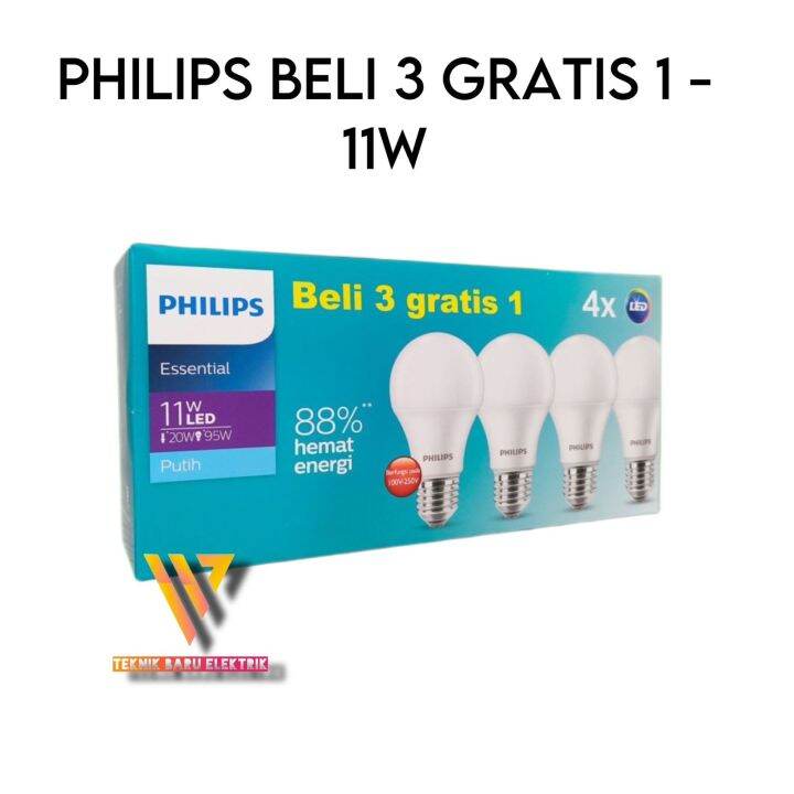 Paket Lampu Philips 5w 7w 9w 11w Beli 3 Gratis 1 Multipack LED ...