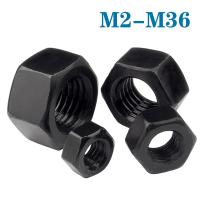 1-50Pcs Black Hexagon Hex Nuts M2 M2.5 M3 M4 M5 M6 M8 M10 M12 M14 M16 M18 M20 M22 M24 M27 M30 M36 Oxide Carbon Steel Nails  Screws Fasteners