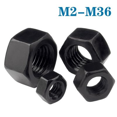 1-50Pcs Black Hexagon Hex Nuts M2 M2.5 M3 M4 M5 M6 M8 M10 M12 M14 M16 M18 M20 M22 M24 M27 M30 M36 Oxide Carbon Steel Nails Screws Fasteners