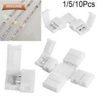 JINXUANE 1/5/10Pcs ใหม่ ไร้บัดกรี มุม 8mm 10mm 2Pin PCB ขั้วต่อ LED Strip