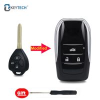 [More Suitable] Okeytech ดัดแปลง Filp Remote Key Shell สำหรับ Toyota Camry 40 Corolla Scion RAV4 Avalon Reiz 4Runner 2/3/4ปุ่มรถ Key Case