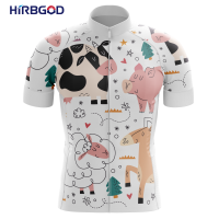 HIRBGOD Funny White Cartoon Livestock Cycling Jersey Anti-Sweat Short Sleeve Bike Clothing Creative Childlike Shirt,TYZ737-01