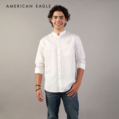 American Eagle Band Collar Linen Button-Up Shirt เสื้อเชิ้ต ผู้ชาย (NMSH 015-2369-100)