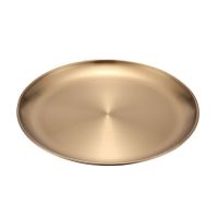 Metal Storage Tray Round Stainless Steel Tray Snack Fruit Cosmetics Jewelry Storage Organizer Dinner Plates Gold Dining Plate Baking Trays  Pans