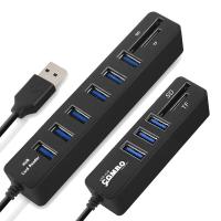 [HOT HAIXWLXKWW 589] USB Hub Combo สำหรับแล็ปท็อปตัวแปลงแยกความเร็วสูง2In1/เครื่องอ่านการ์ด3/6พอร์ต Expander Multiport Adapter