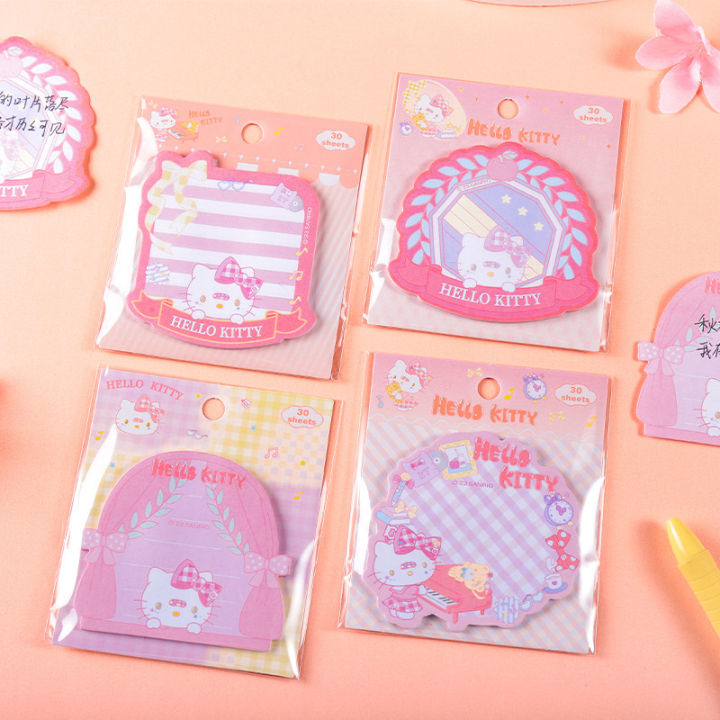 24pcs-sanrio-การ์ตูน-sticky-notes-น่ารัก-kuromi-melody-cinnamoroll-hello-kitty-sticky-note-กระดาษนักเรียนกาวขายส่ง-yrrey