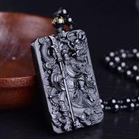 ZZOOI RongDe Drop Shipping Black Obsidian Buddha Necklace Pendant Guan Yun Dragon Jade Pendant Jade Jewelry Fine Jewelry