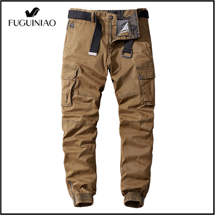 fuguiniao-กางเกงคาร์โก้ผู้ชาย-กางเกงหลายกระเป๋าแฟชั่นแนวสตรีทจ๊อกกิ้งกางเกงลำลอง2022