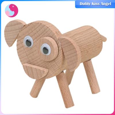 Dolity ของเล่นพัฒนาการเรียนรู้แบบทำมือของเล่นรูปสัตว์ทำจากไม้แบบทำมือสำหรับเด็กเล็กเด็กผู้หญิงสุนัขอนุบาล