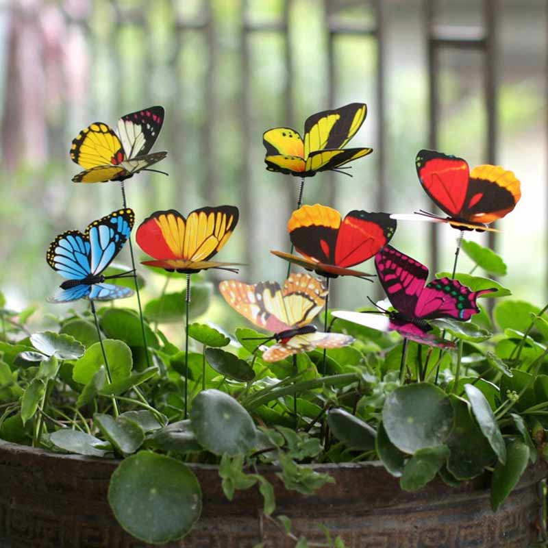 2 Different Size Butterfly Stakes Garden Ornaments & Patio Decor Butterfly Party Supplies Garden Stakes Decorative for Outdoor Yard Christmas Decorations Braylin Butterfly Garden Stake Set of 50 