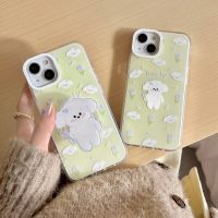 เคสโทรศัพท์มือถือ กันกระแทก ลายดอกทิวลิป สุนัข ตั้งได้ สําหรับ Apple iPhone 14 pro max 13 pro max 12 pro max 〖WYUE〗