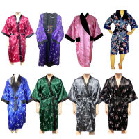 เสื้อคลุมนอนผ้าซาติน ปักลายมังกร ใส่ได้สองด้าน UNISEX Embroided Dragon Satin Robe