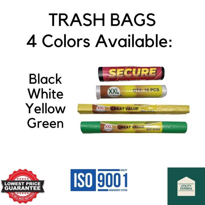 Trash Bag Secure Brand [ S to XXL Sizes ] Garbage Bag Black Yellow