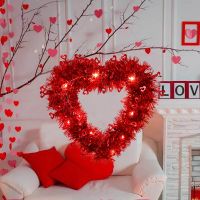 【 Party Store 】 Guirnalda De Corazón De Amor Rojo LED Feliz DIA De San Valentirnaldas De Puerta Decoración ผนัง Mrs Decoración De Boda Habitaciones