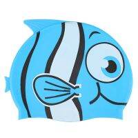 【CW】Swimming Cap Swim Hat Cartoon Fish Silicone Waterproof Summer Pool Ear Protector for Girl Boy Baby Kids Children