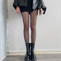 【LZ】♈  Escuro preto de seda rhombus gridding fishnet meias sexy jk apertado preto moda menina perna meias tuiwa