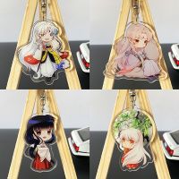 Classic Japanese Anime Inuyasha Acrylic Keychain Higurashi Kagome Sesshoumaru Figures Pendant Key Chain Ring Holder Fans Gift