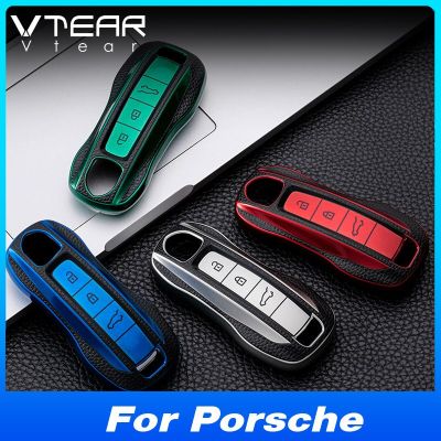 ที่ครอบเคสสมาร์ทคีย์รถ Vtear พวงกุญแจแบบนิ่มมีสไตล์ป้องกันสำหรับ Porsche Taycan Panamera Macan Cayenne 718 911 918 Spyder Boxster Cayman