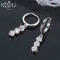 IOGOU หรูหราต่างหูห่วงสำหรับผู้หญิง3มิลลิเมตร3หิน Moissanite บาร์ห้อย Huggie ต่างหูเงิน925เครื่องประดับเดิมสำหรับสาวๆ