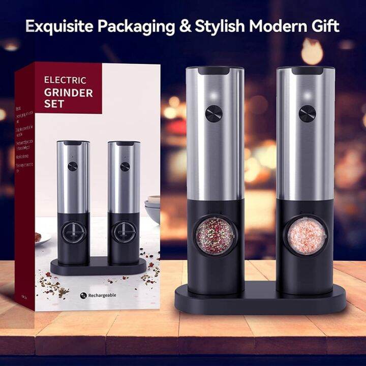 rechargeable-electric-salt-and-pepper-grinder-set-with-double-charging-base-usb-cable-automatic-salt-pepper-grinder