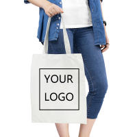 Shopping Bag Add Your Text Letter Picture Print Original Design White Uni Fashion Travel Handbag Custom Logo Canvas Tote Bag