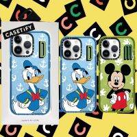 Mickey Donald Duck】ฝาปิดโปร่งใสกันกระแทกซิลิโคนอ่อนมีตัวอักษรผงแวววาวด้านข้างเคส iPhone 11 12 13 14 Pro Max