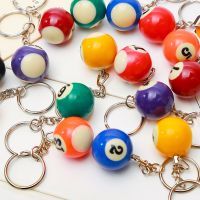 2PCS Mini Billiards Shaped Keyring Assorted Colorful Billiards Pool Small Ball Keychain Creative Hanging Decorations